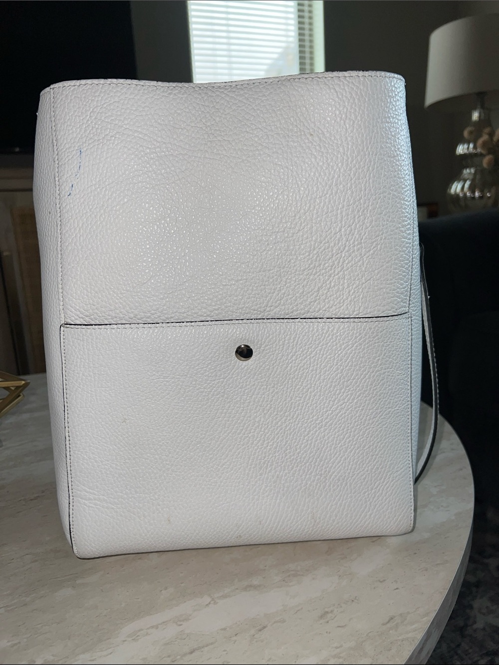 White Leather Shoulder Bag - Sleek Everyday Carry